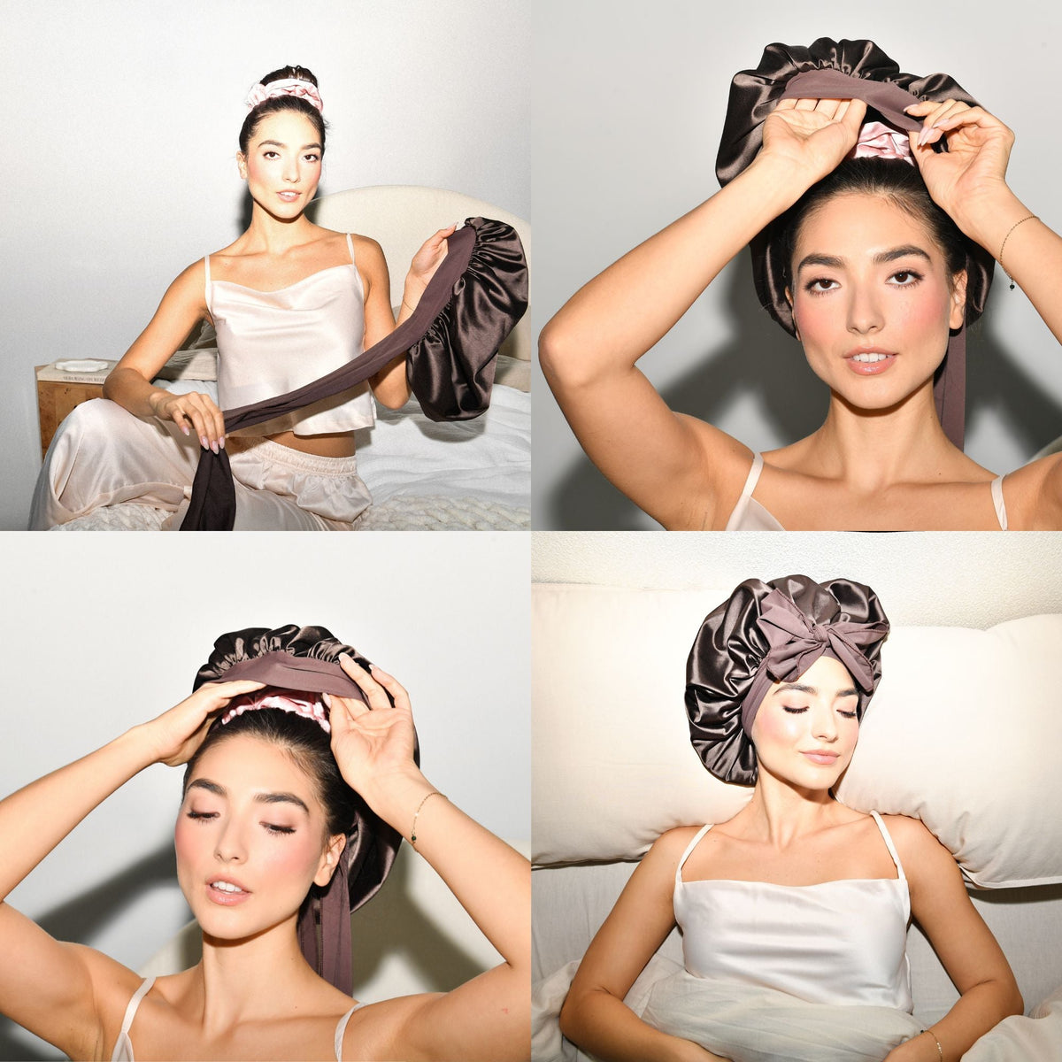 Bonnet à nouer en satin multi-usage