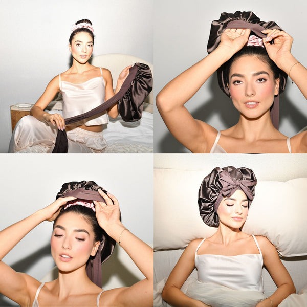 Bonnet à nouer en satin multi-usage